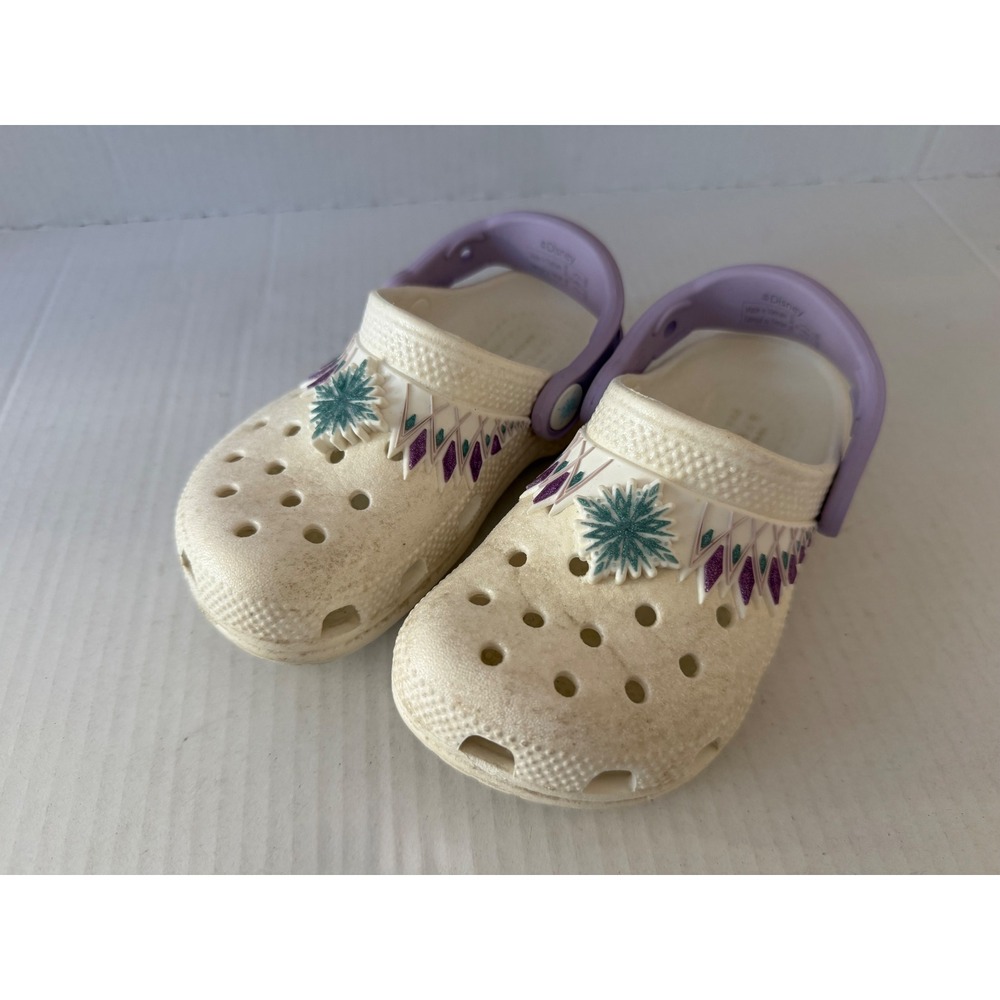 Crocs Clogs Disney Frozen 2 Elsa White Purple 9C Toddler Glitter In My Element